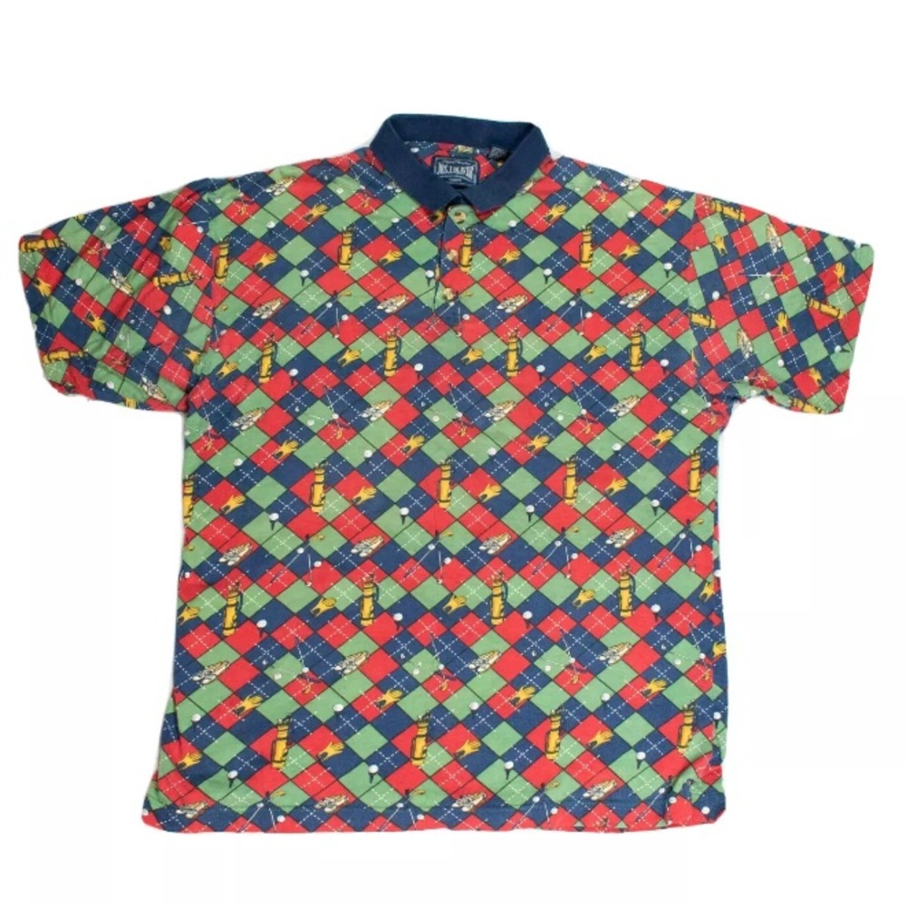 Vintage Jos J Oliver Men's Golf Golfers Print Polo